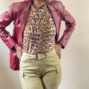 Casual Connection Size 4 Leather Burgundy Jacket